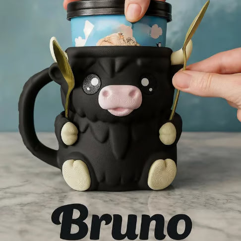 💥Christmas Snack-Drawer Highland Cow Ice Pint Holder with 2 Spoons🎀