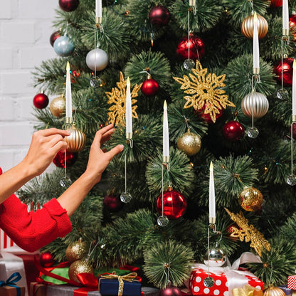 🎄Christmas Tree Led Candles with Clear Crystal Ball Hook