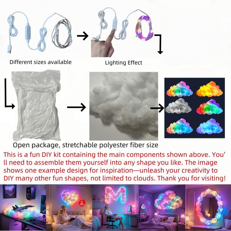 157.48 in LED Cloud Light with Music Rhythm☁️DIY🌈