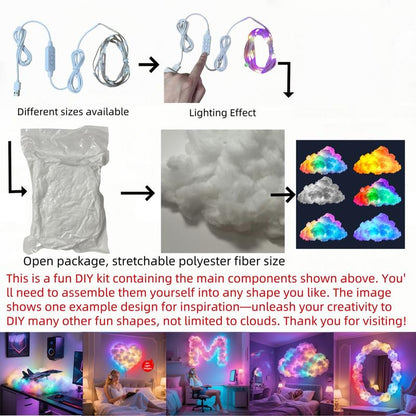 157.48 in LED Cloud Light with Music Rhythm☁️DIY🌈