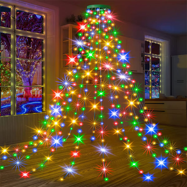 🔥Christmas Tree Waterfall Lights with Ring
