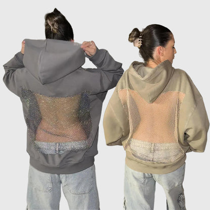 Backstage Crystal-Mesh Hoodie