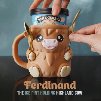 💥Christmas Snack-Drawer Highland Cow Ice Pint Holder with 2 Spoons🎀