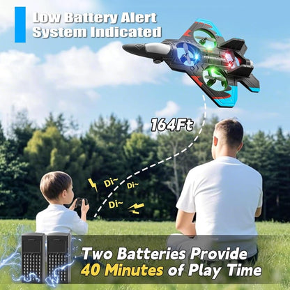 ✈️Stunt RC Fighter! 360° Rolling + Vertical Takeoff/Landing, 3 Speed Modes + Colorful LED, Create New Flying Fun～