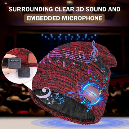 A wonderful combination of headphones, hat, and lamp