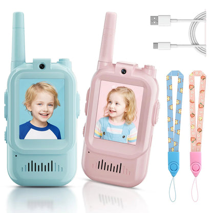 🎥2 Pack Enhanced Kids’ Video Walkie Talkies – Ready to Use, No WiFi Needed