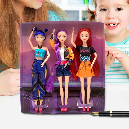 💥Cosplay Kpop Demon Hunters Dolls Moveable Joint Collectible Figure 3 Piece