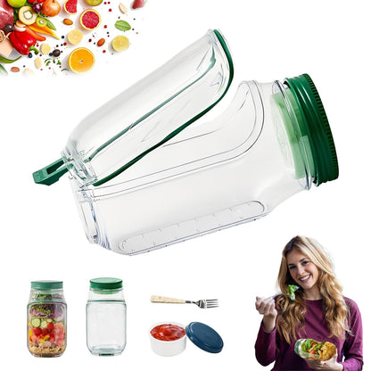 Salad Pod – Leakproof Mason Jar Style Salad Container with Side Hatch Bowl Design