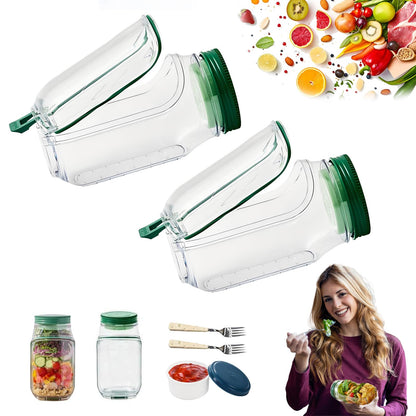 Salad Pod – Leakproof Mason Jar Style Salad Container with Side Hatch Bowl Design