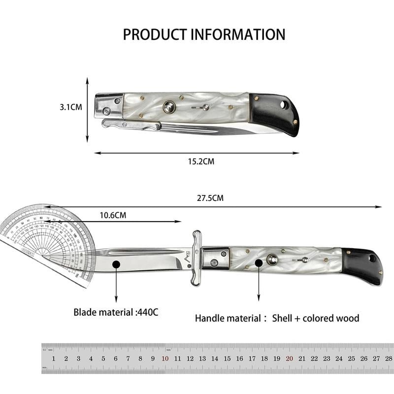 440C Stainless Steel Outdoor Folding Knife 4.1-Inch with Durable Shell Resin Handle🗡️