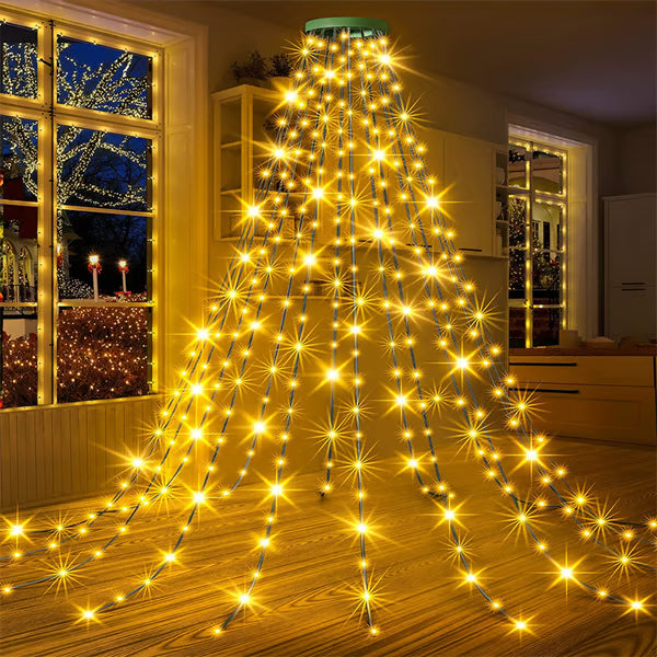 🔥Christmas Tree Waterfall Lights with Ring