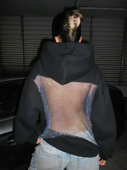 Backstage Crystal-Mesh Hoodie